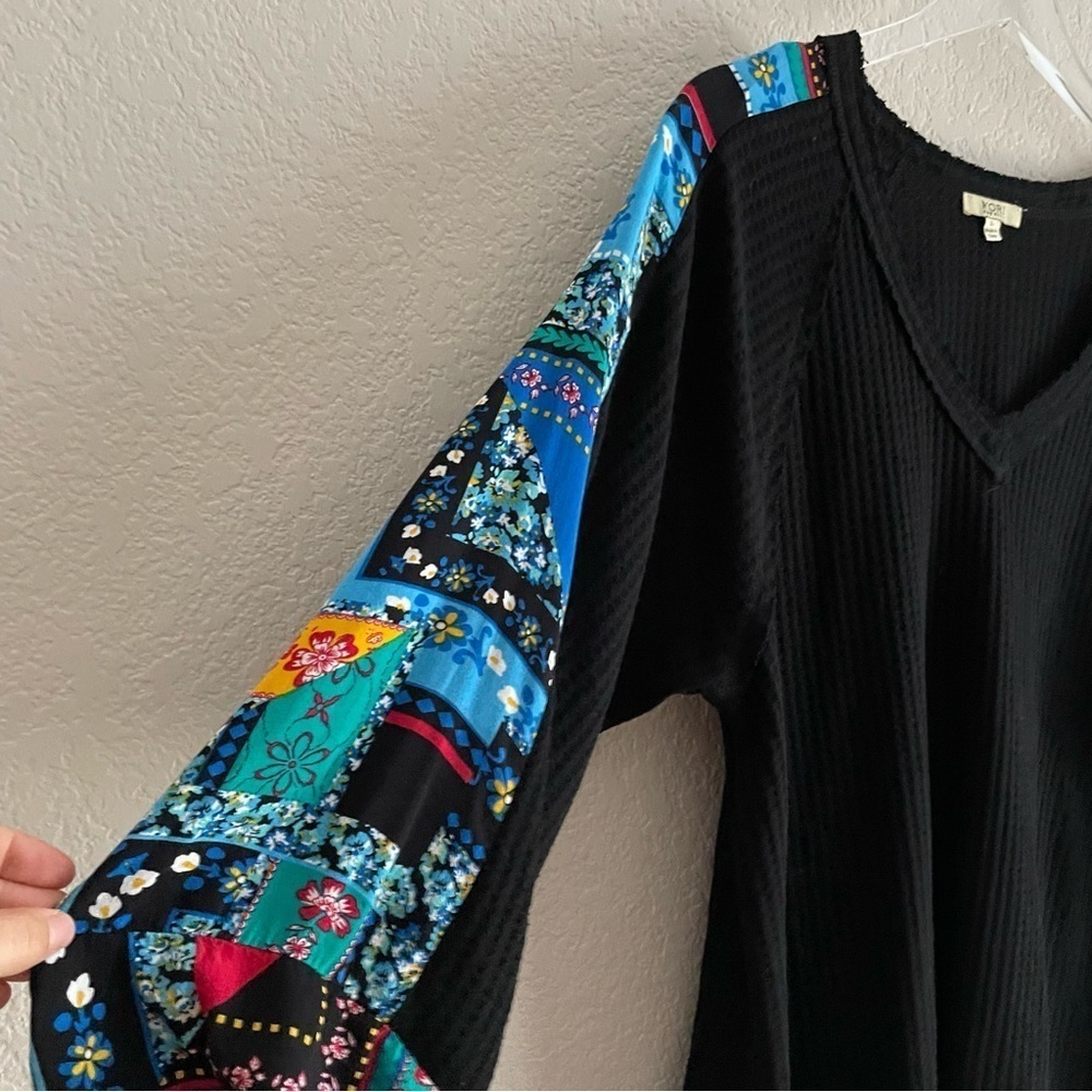 KORI Wunderlust Long sleeve Waffle Thermal Boho Top Large - Picture 9 of 12